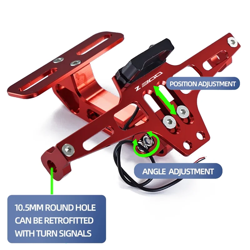 For Kawasaki Z300 Z 300 2015 Special Motorcycle Adjustable Rear Tail Tidy License Plate Holder Bracket LED Light Accessories