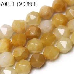 Natural Faceted Yellow Aventurine Stone Beads Loose Spacer Beads For Jewelry Making DIY Bracelets Earring Accessories 15