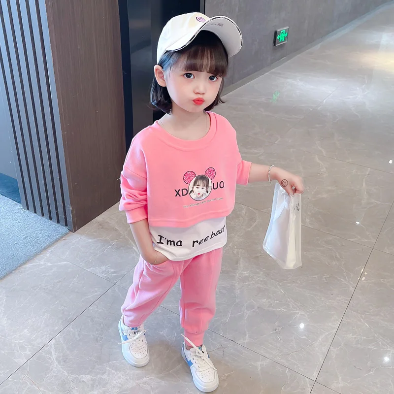 

Casual Spor Long Sve round Ne Hoodie Set for Girls Spring Autumn Faionable Outfit Two-Piece Look with Comfortable Fit