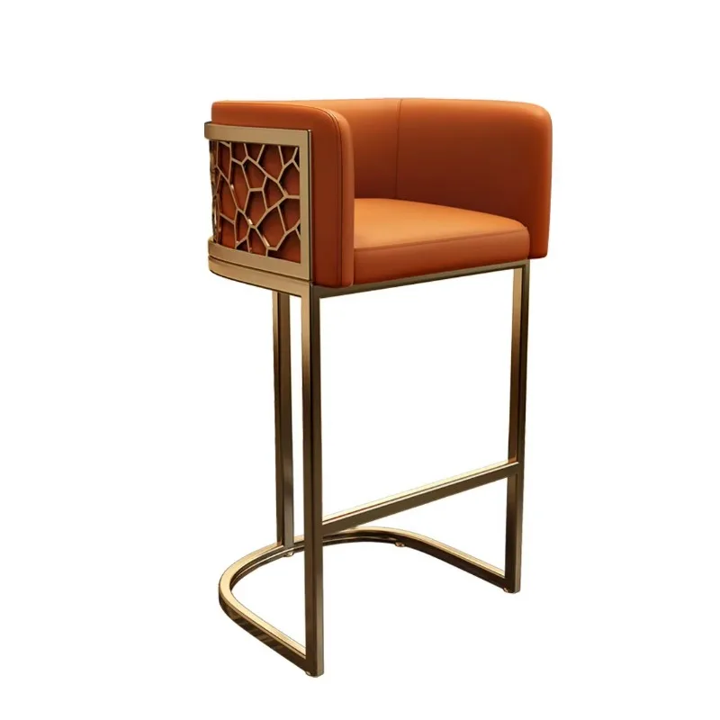 Modern Luxury Honeycomb Bar Stool High Chair Kitchen Island Counter Gold Metal Bar Chair