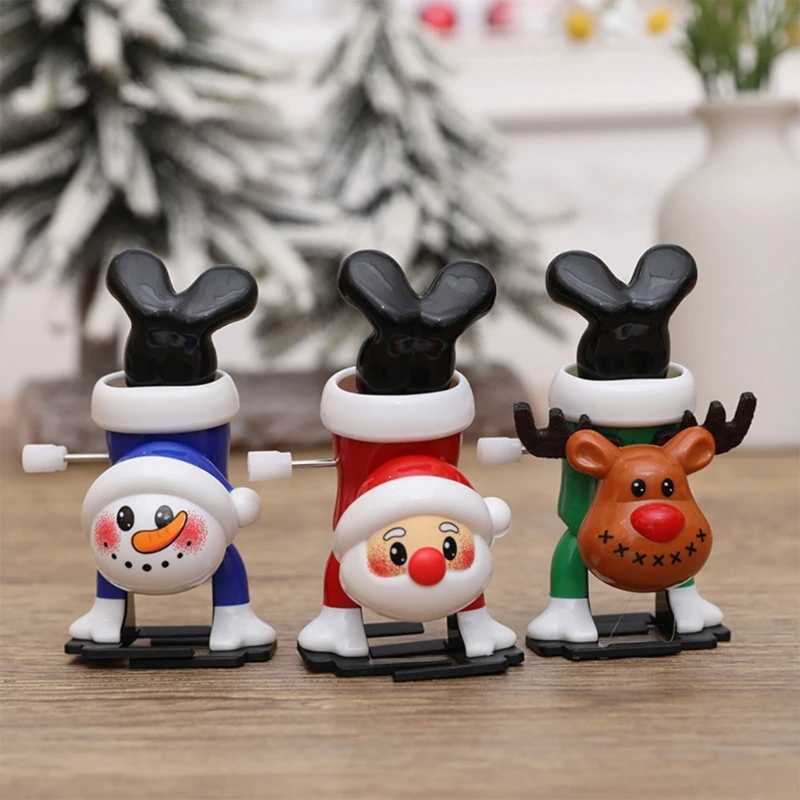 

Winding Up Toy Cartoon Christmas Santa Toy Child Party Favor Bag Filler Toy 3PCS Kindergarten Kids Classroom Prize