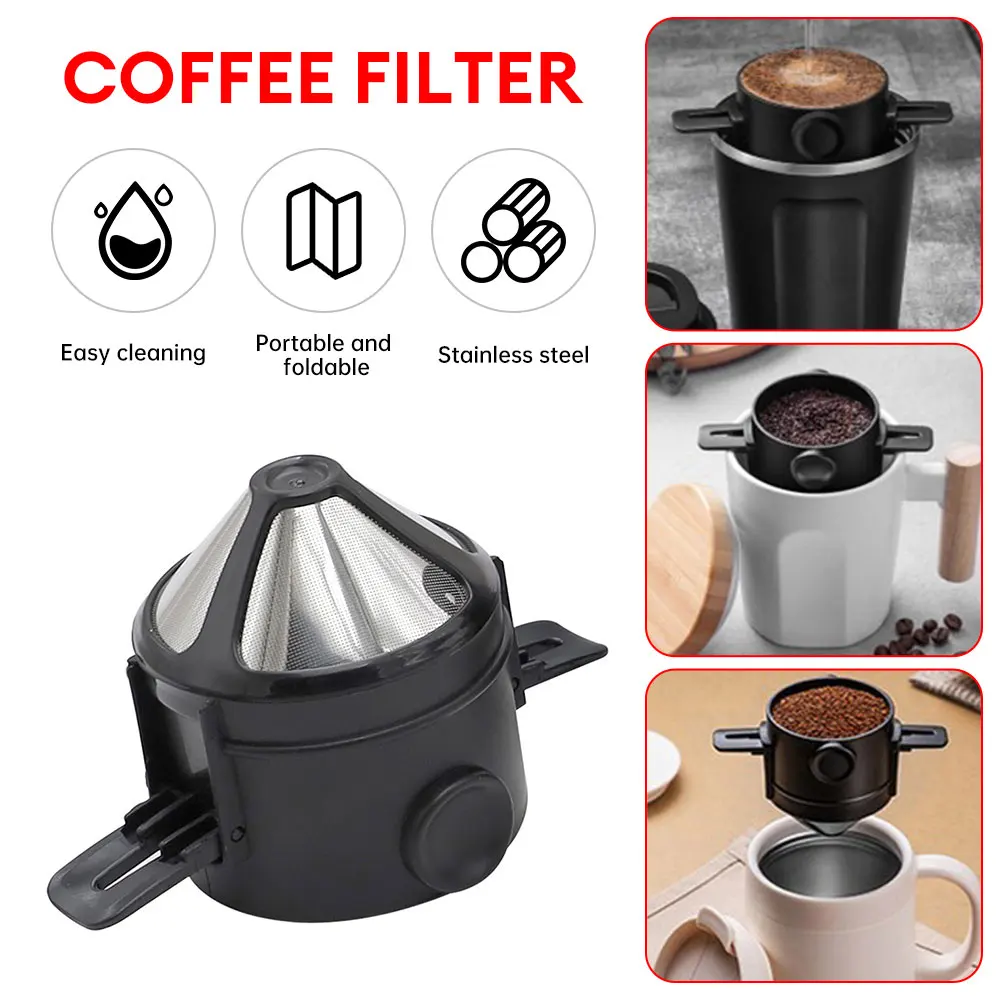 

Stainless Steel Portable Coffee Filter Drip Coffee Tea Holder Reusable Coffee Funnel Hand Drip Coffee Dripper Kitchen Accessorie