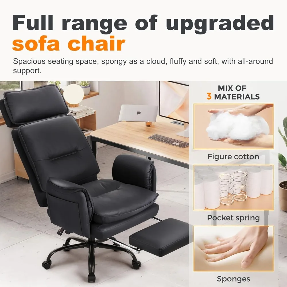 ergonomic wide seat reclining office chair for big and tall users, supports up to 500lbs