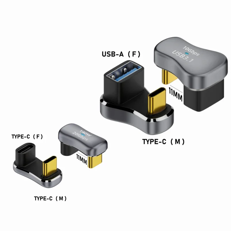 5/2/1PC 180 Degree Angle USB C Adapter USB-C Male to Female 20Gbps PD 140W Charging Converter Adapter for Steam Deck Accessories
