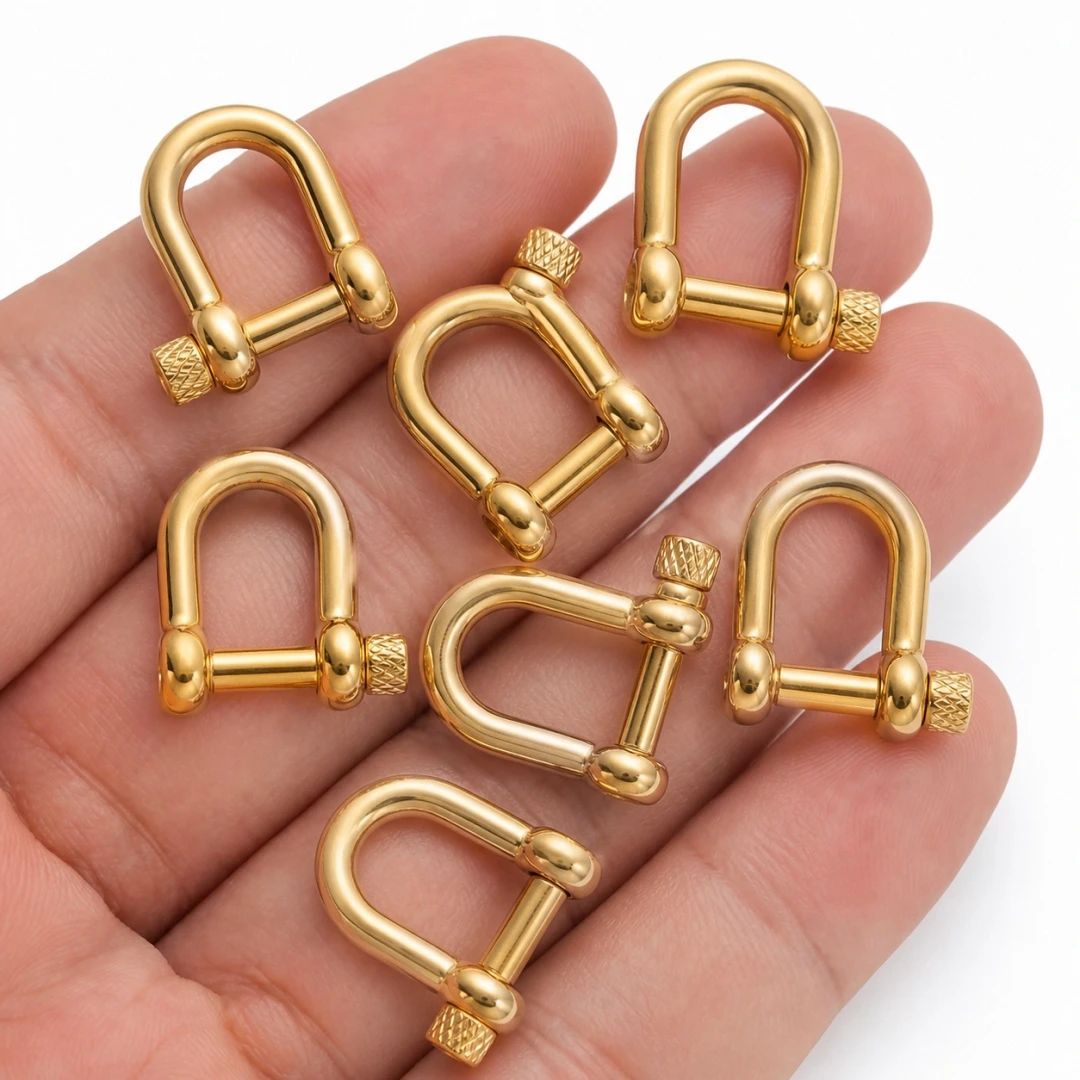 1pc 2pcs Stainless Steel Anchor Shackle D-Ring Clasps Screw Lock Metal Horseshoe Buckle for Jewelry Making DIY Bracelet Supplies