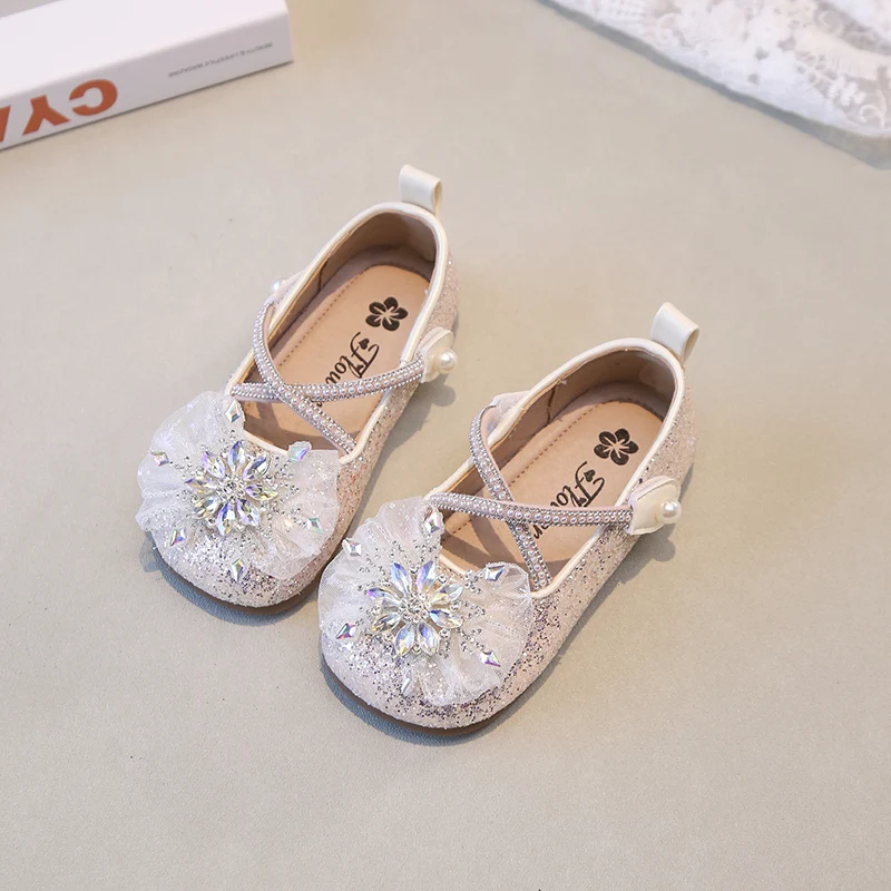 

Girls Flats Sweet Lace Bows Children Dance Shoes Korean Style Soft Sole 2025 Autumn New Kids Dance Performance Shoes Non-slip