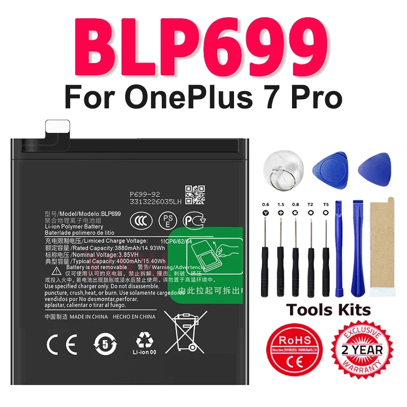 

BLP699 4000mAh Replacement Battery For OnePlus 7 Pro Plus One Plus 7Plus 7Pro Genuine Latest Production Phone Batteries