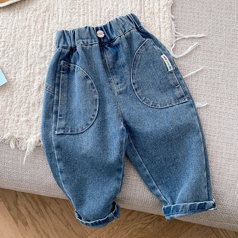 Spring Kids Baby Solid Color Boys Girls Jeans 0-6 Years Old Baby Children Korean Casual Kids Baby Boys Girls Jeans