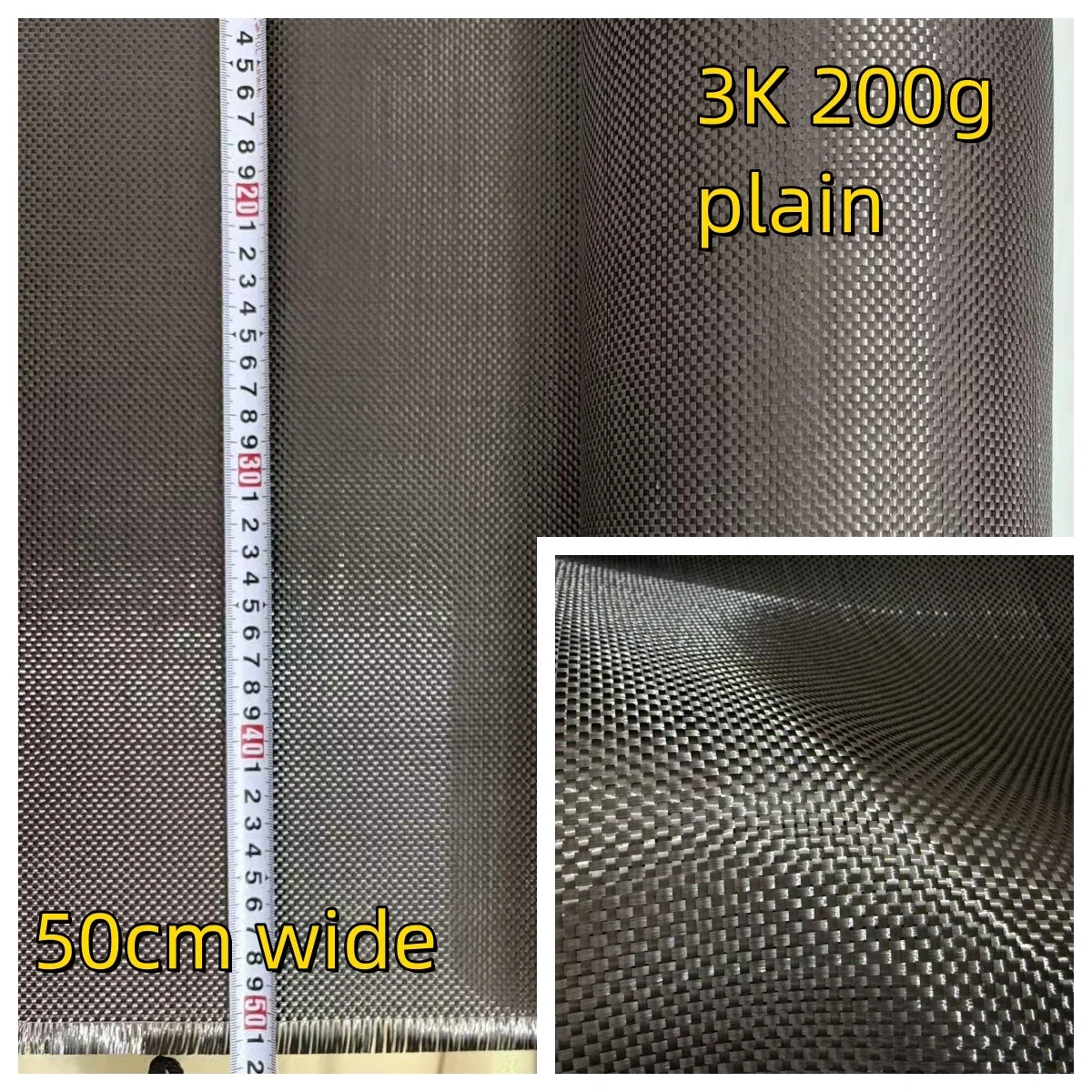 AliExpress XKTXCFF [Grade A] Real Carbon Fiber Cloth Carbon Fabric 3K 200gsm 2x2 plain 20"/50cm width,Used for bicycle,motorcycle,car,fishing rods