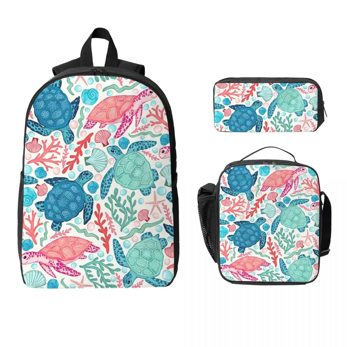 

Paradise Beach Turtles Backpack Student Boys Girls BookBag School Bag Computer Shoulder Bags 3ps Insulated Lunch Bag Pencil Case