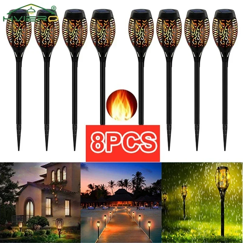 

4/8X Solar Outdoor Flame Light 12LED Bulb Flickering Waterproof Garden Decoration Landscape Path Yard Patio Lawn Park Floor Lamp