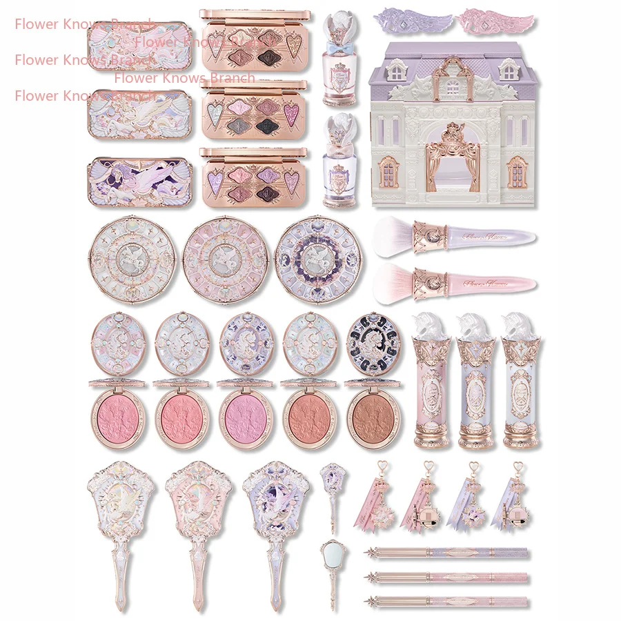 Flowerknows Knight Unicorn All-in-One Makeup Box Set Shimmer Eyeshadow,Mirror Lip Gloss Blush Setting Powder Mirror Cosmetic Kit