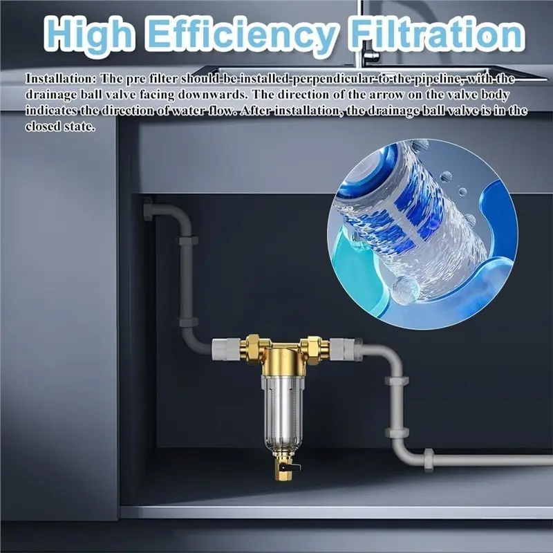 

ABLD Water Filter,1-Inch Backwash Pre-Filter For Domestic Water Systems, Spin-Down Sediment Filter With 3/4" Adapter