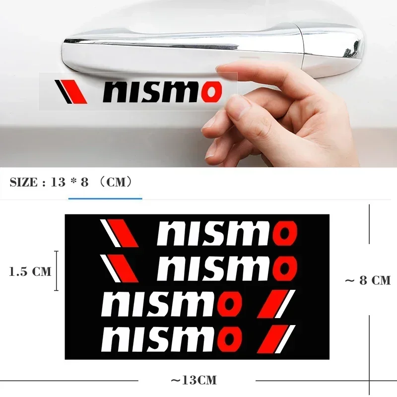 4Pcs Car Door Handle Sticker for Nissan Nismo Logo Qashqai J11 J12 Teana Altima Ariya Juke Murano Micra Kicks X-trail T32 T31