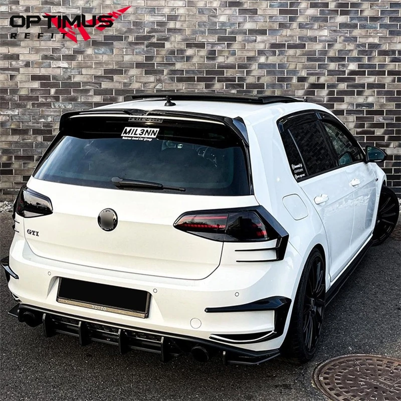 For Volkswagen Golf 7 MK7 GTI 2013-2016 Car Rear Bumper Diffuser Splitter ABS Rear Lip Blade Spoiler Body Kit Accessories