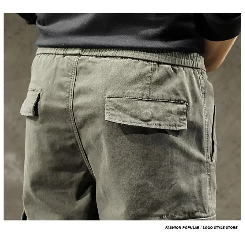 Men Cargo Pants Male Vintage Multi Pocket Loose Fit American Style Casual Cloth Pants High Street Outdoor Resistant Work Pants