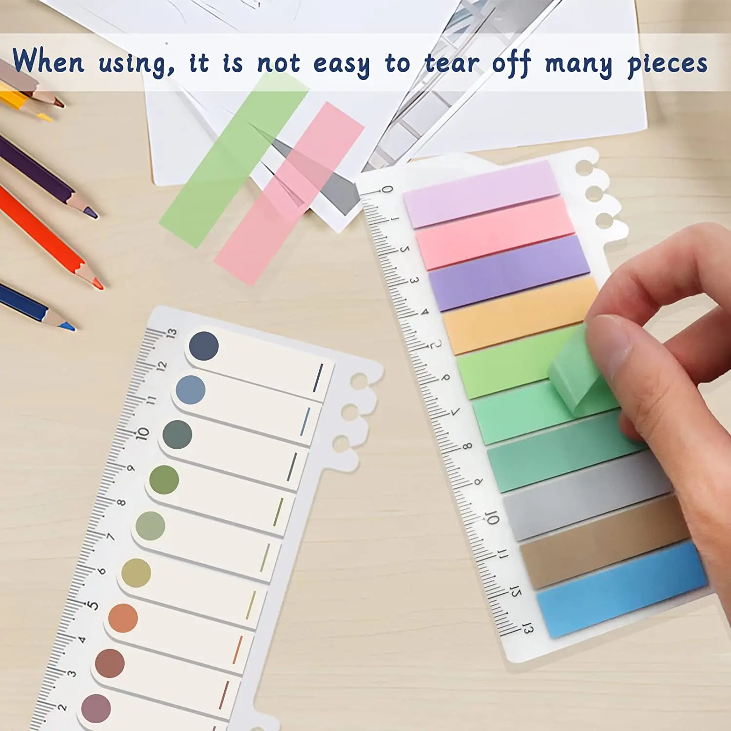 Morandiべたつかないインデックスタブセット、2パックの異なる色3x3インチの透明な粘着ノート、紙、メモ、分類ファイル