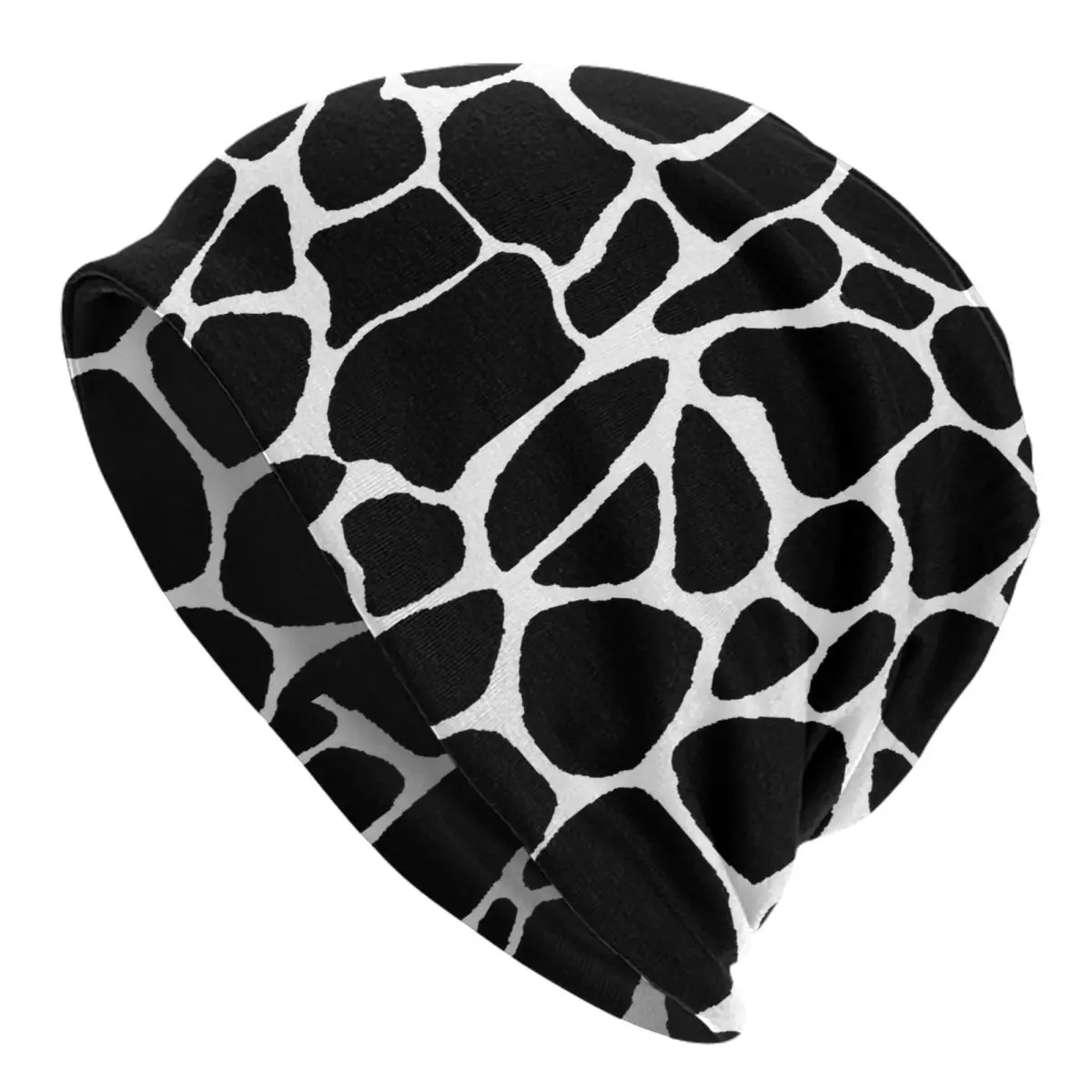 Giraffe Print Beanie Hats Black And White Casual Caps Unisex Adult Hippie Knit Hat Spring Custom Warm Beanie Hats