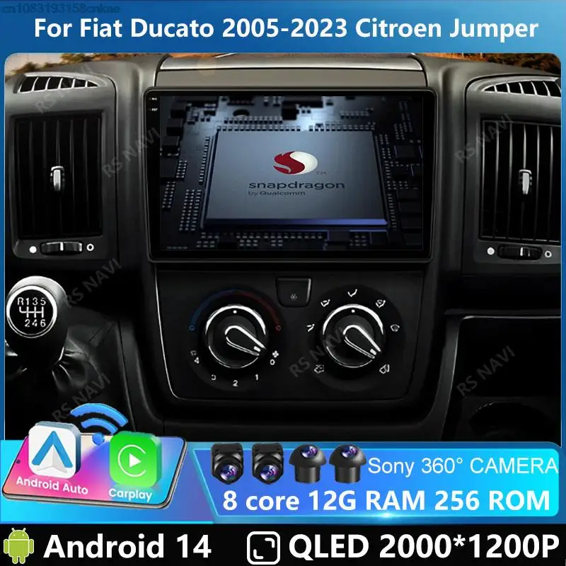 

Android 14 Car Radio for Fiat Ducato 3 Peugeot Boxer Citroen Jumper 2006 - 2022 Multimedia Player Head Wireless Carplay 2Din