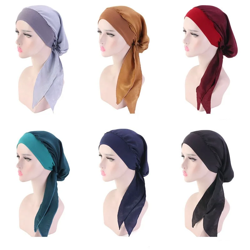 2024 Fashion Printed Flowers Women Inner Hijabs Cap Muslim Head Scarf Turban Bonnet Ready To Wear Ladies Wrap Under Hijab Cap