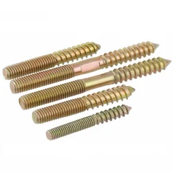 10-100pcs M4 M5 M6 M8 M10 Hanger Bolt Wood To Metal Dowels Double Ended Furniture Fixing Self Tapping Screws Wood Thread Stud
