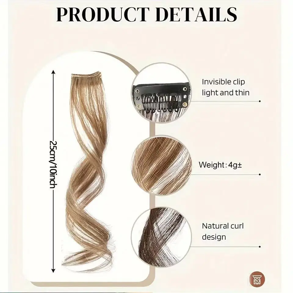 Curly Wavy Clip-in Synthetic Hair Extensions, More  Colorful Hair Accessories for Women，ins Hair Extension Clip