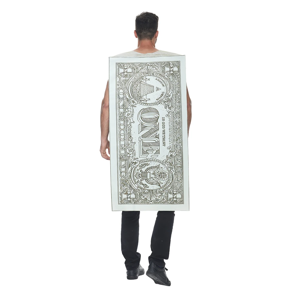 Eraspooky Funny Adult Dollar Bills Costume Halloween Unisex Jumpsuit Paper Money Cosplay Outfit Carnival Party Purim Fancy Dress