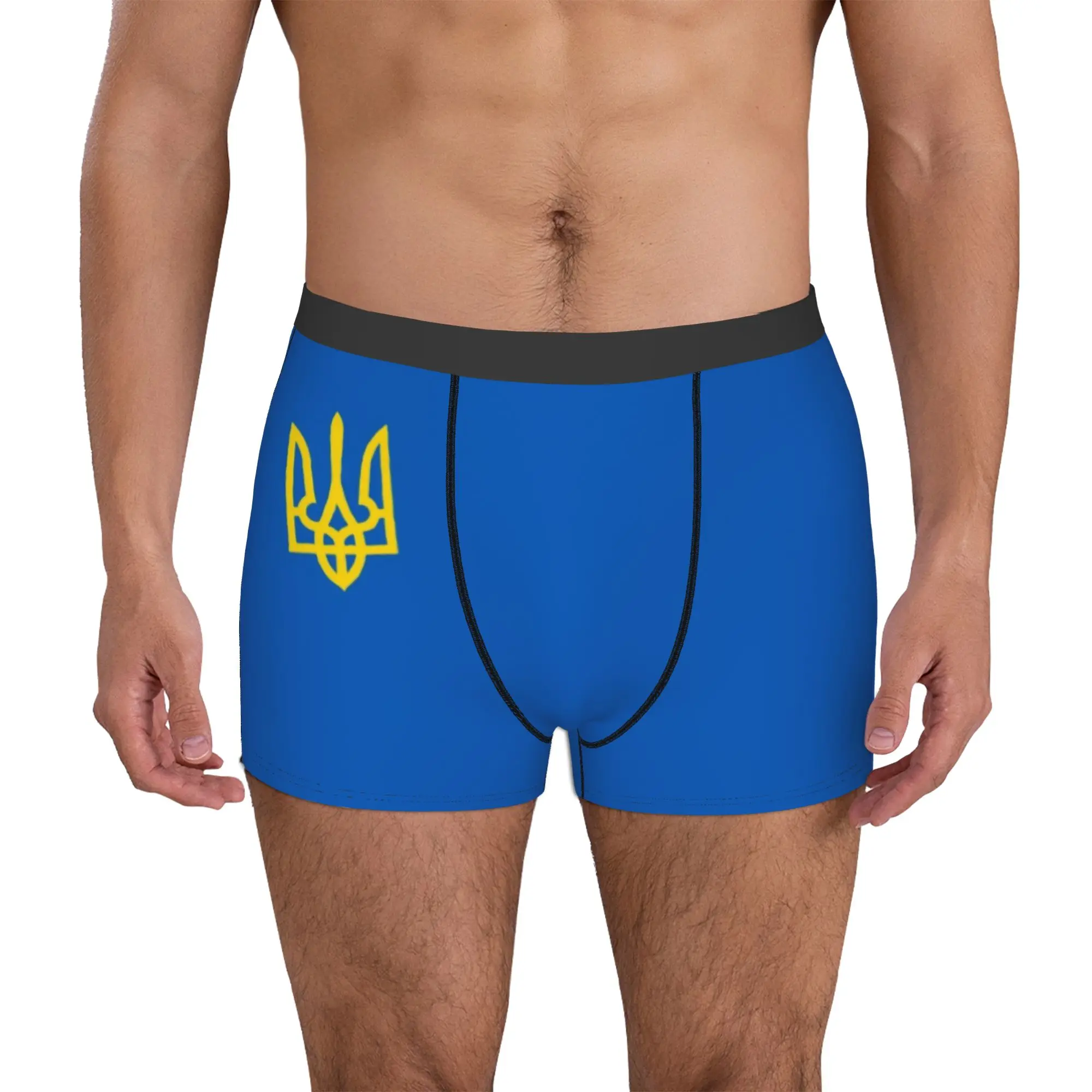 Custom Coat Of Arms Ukraine Flag Boxer Shorts For Men 3D Printed Ukrainian Trident Underwear Panties Briefs Soft Underpants