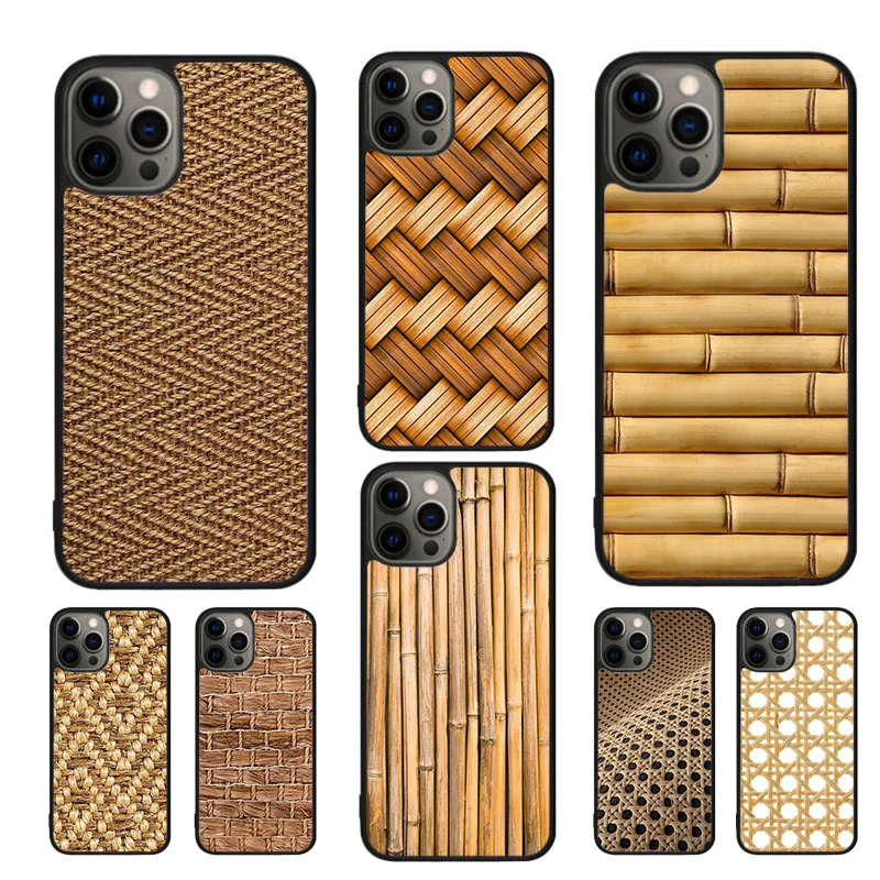 Bamboo Inlay Style Phone Case For iPhone 16 15 14 11 12 13 mini Pro  XR XS MAX Plus coque Cover Shell