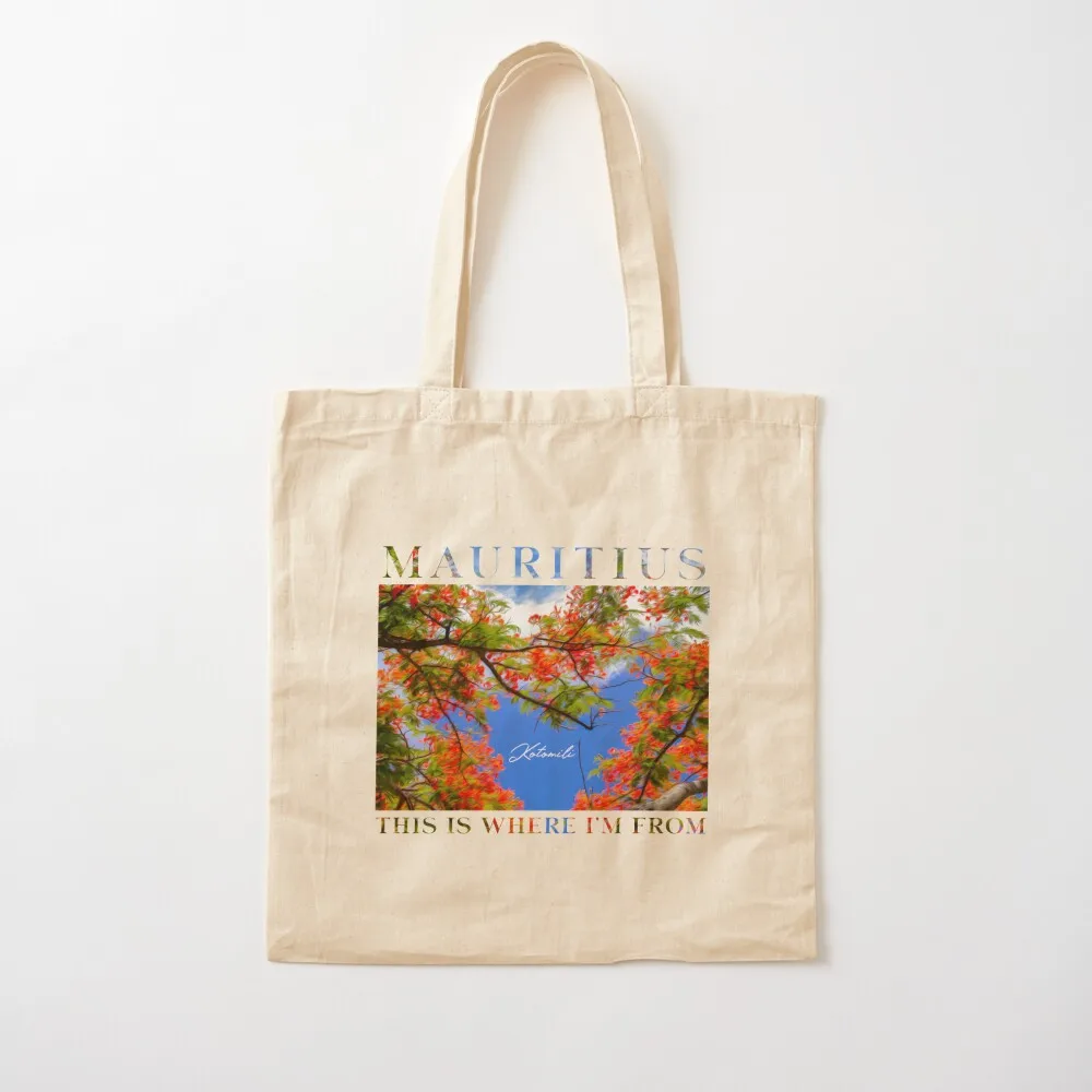 Flamboyant tree in bloom Mauritius Tote Bag Cloth bags Portable shopping bag