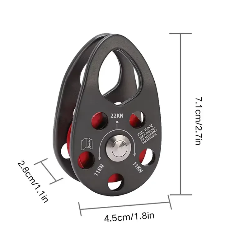 Heavy Pulley for Climbing Single Pulley for Fall Arrest Climbing Aluminum Alloy for High-altitude Working Fall