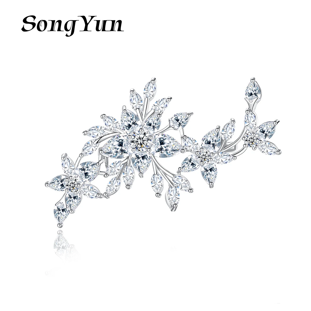 

SongYun Jewelry Manufacturer MHT Three-Dimensional Flower Pin Copper Inlaid Zircons Brooch Chest Ornaments