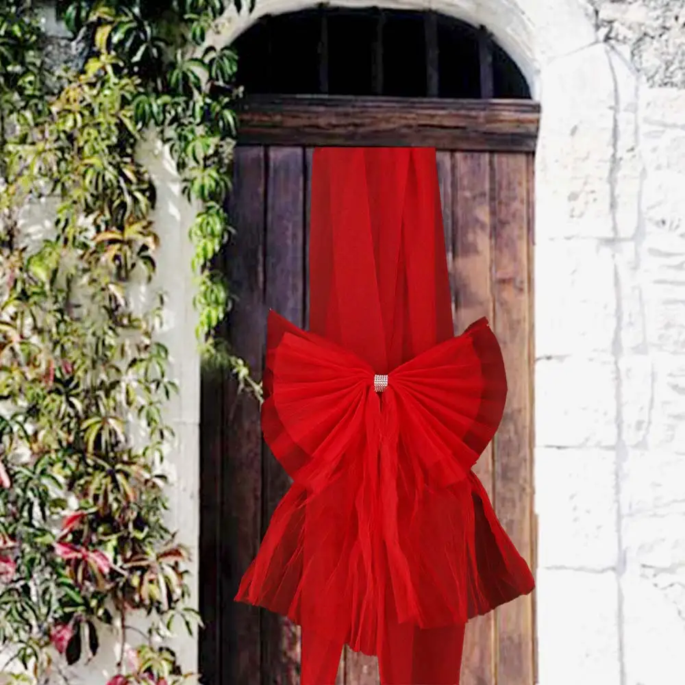 

Party Prop Red Christmas Front Door Bow Large Size Diamond-inlaid Cabinet Bow Organza DIY Christmas Home Decoration Wedding