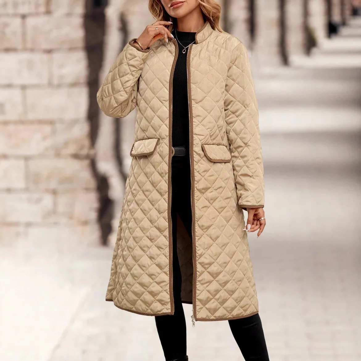 

Женское утолщенное теплое стеганое домашнее длинное хлопковое пальто с длинными рукавами и рукавами на флисовой подкладке