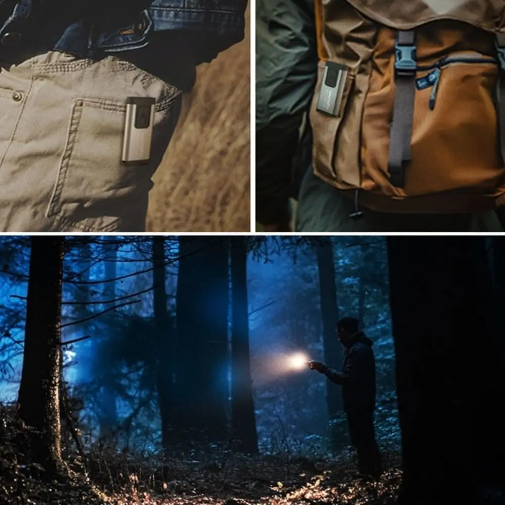 

Rechargeable LED Keychain Flashlight 100dB Buzzer Alarm 200LM Security Flashing Work Light Back Clip Design Multifunctional