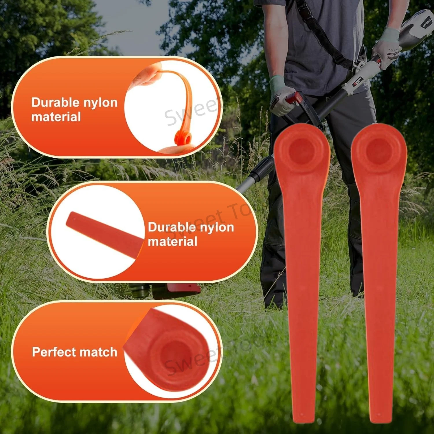 100 Stück Kunststoff-Rasentrimmerklingen Ersatz für Gardena 9823 9825 9820 9821 Ersatzteile für Gartenbedarf – Detail 4