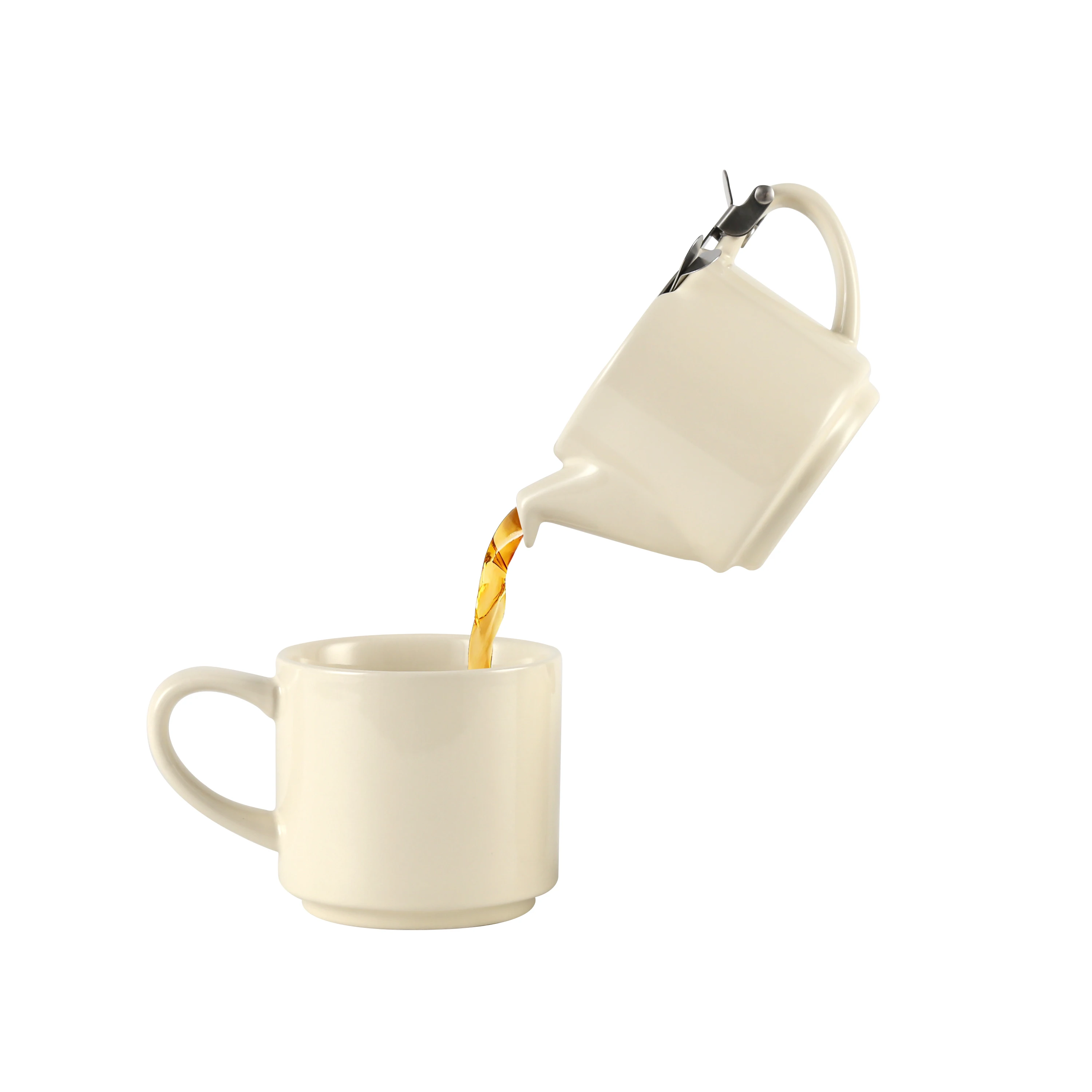 London Pottery New style Teapot set ivory 300ml Ceramic Teapot with Stainless Infuser and 250 ml mug