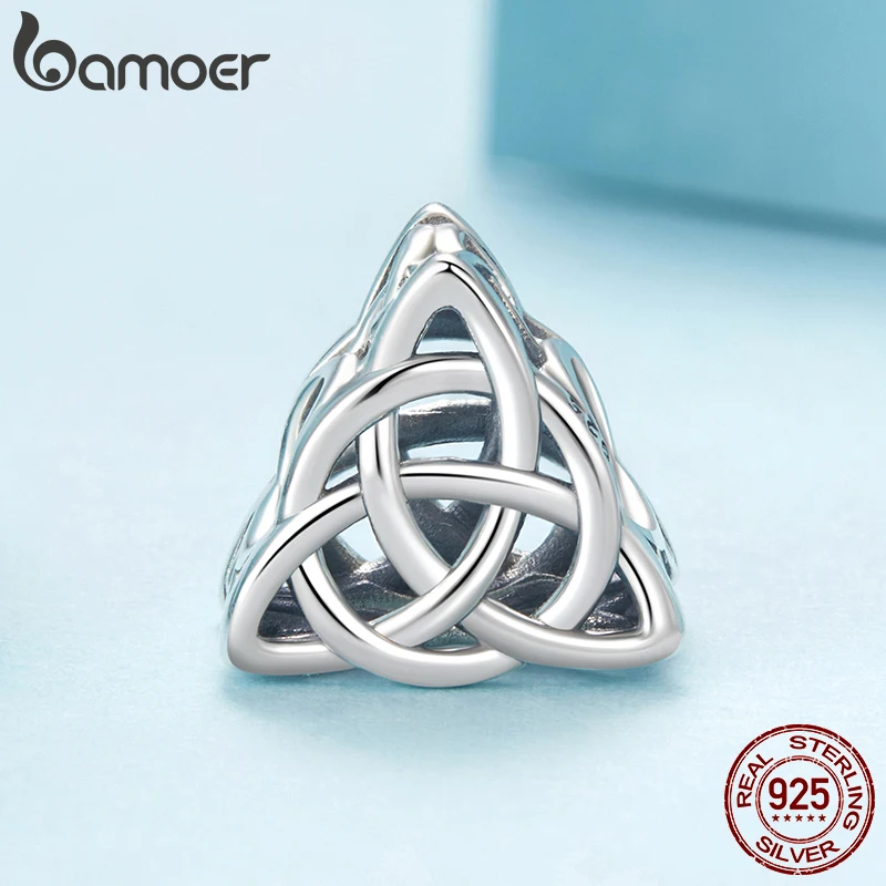 Bamoer Original 925 Sterling Silver Celtic Knot Pendant Norse Amuletc Charm Love For Women Men Viking Party Gift Fine Jewelry