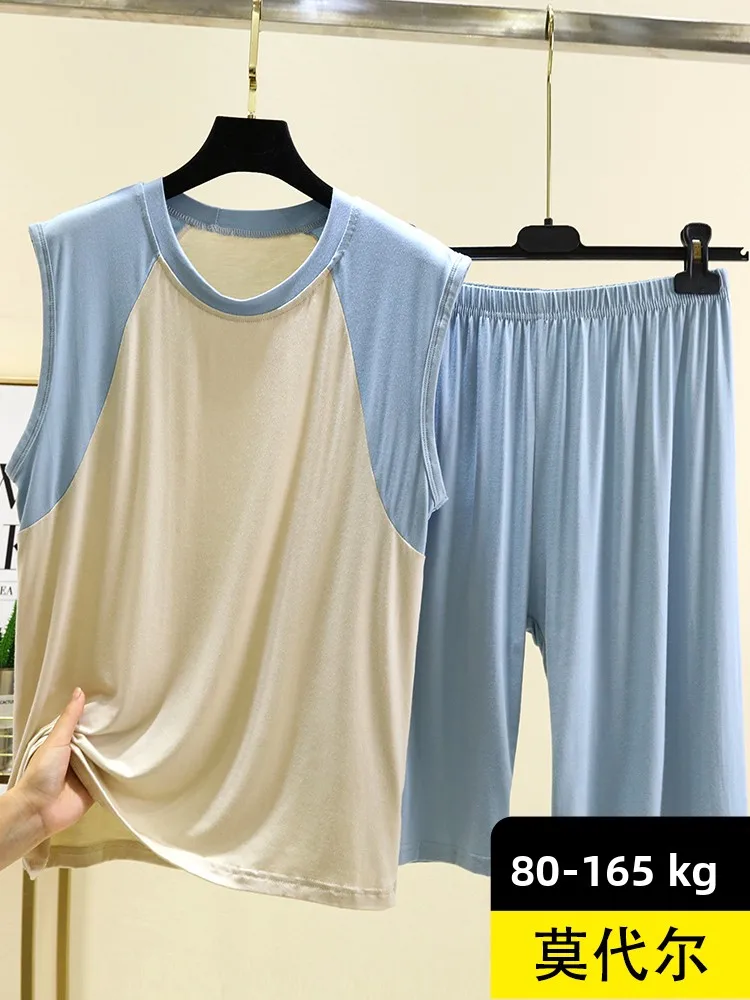 

Loose Modal Tank Top Set Women Summer oulder Insertion Svel Home Clothes Spwear orts Two-Piece Set Casual round ...