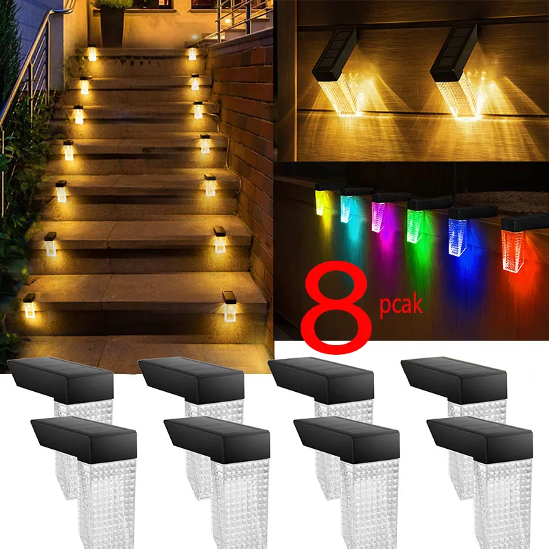 

Solar Lamp Outdoor Waterproof IP65 Induction Stair Step Lamp Outdoor Garden Decoration Lighting Courtyard Wall Lamp Wall Lights