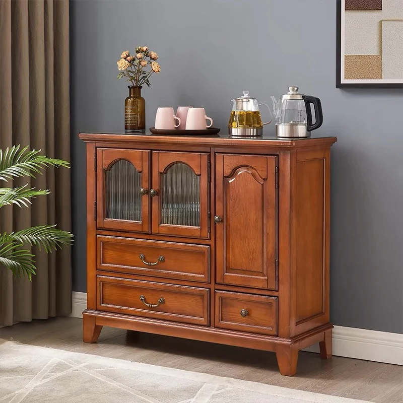 

American tea cabinet solid wood walnut tea table dining side cabinet sofa side cabinet bar room kettle integrated