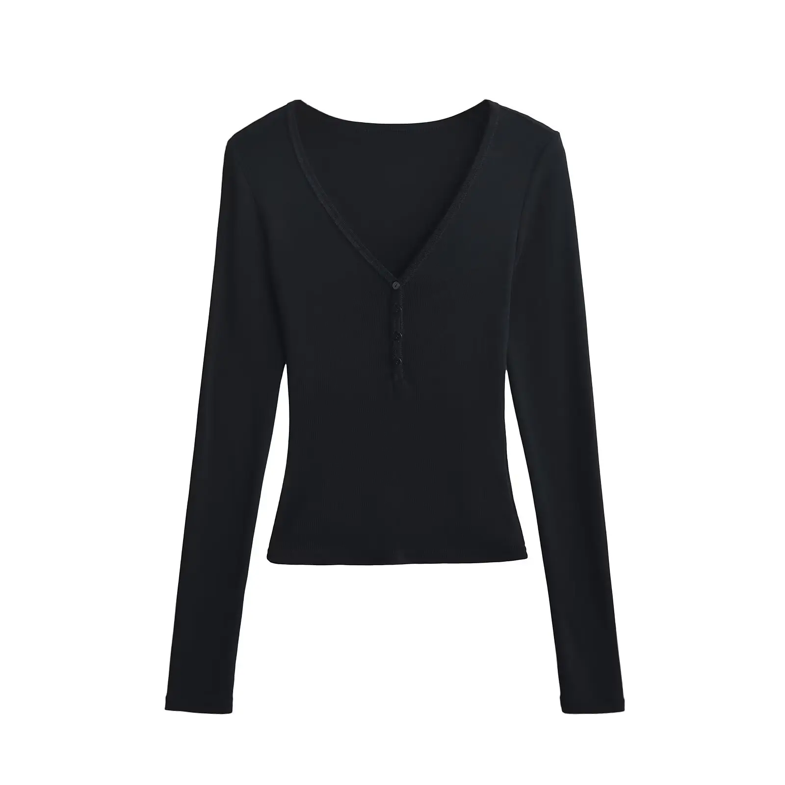 Dimagrante lavorato a maglia lungo Sve V-Ne abbottonato strato base irt American Sle Hot Girl Top facile da indossare Street Sle Spring