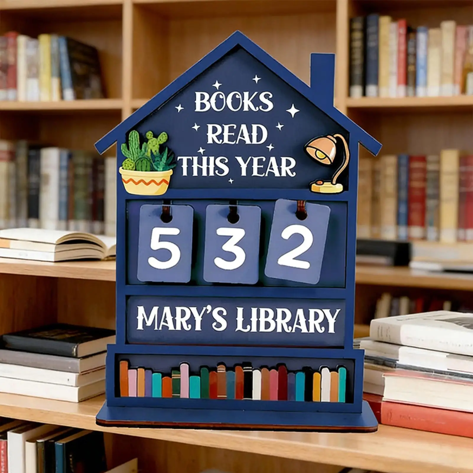 Book Counter Tracker Wooden Annual Read Book Display Tracker Manual Read Tracker Reading Sign Display Bookshelf Decor Deco