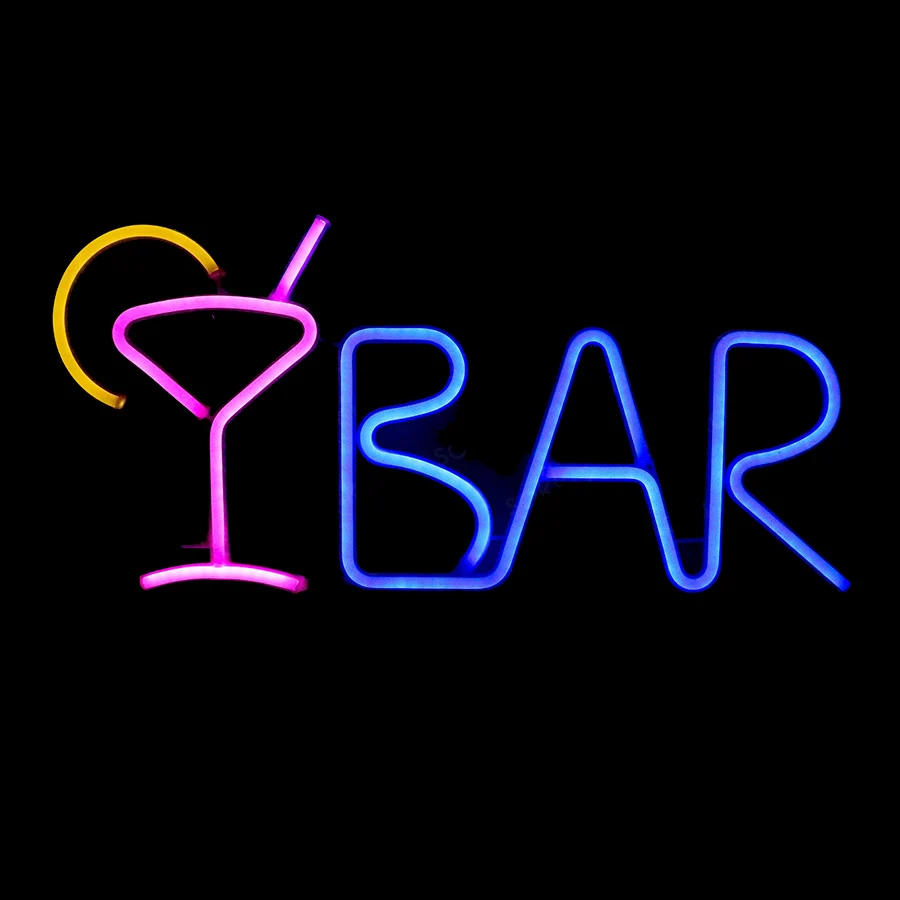 Wine Glass Bar Neon Light Sign LED Letter Lamp Atmosphere Nightlight Decor Shop Game Room Home Party Festival Wall Art Hanging