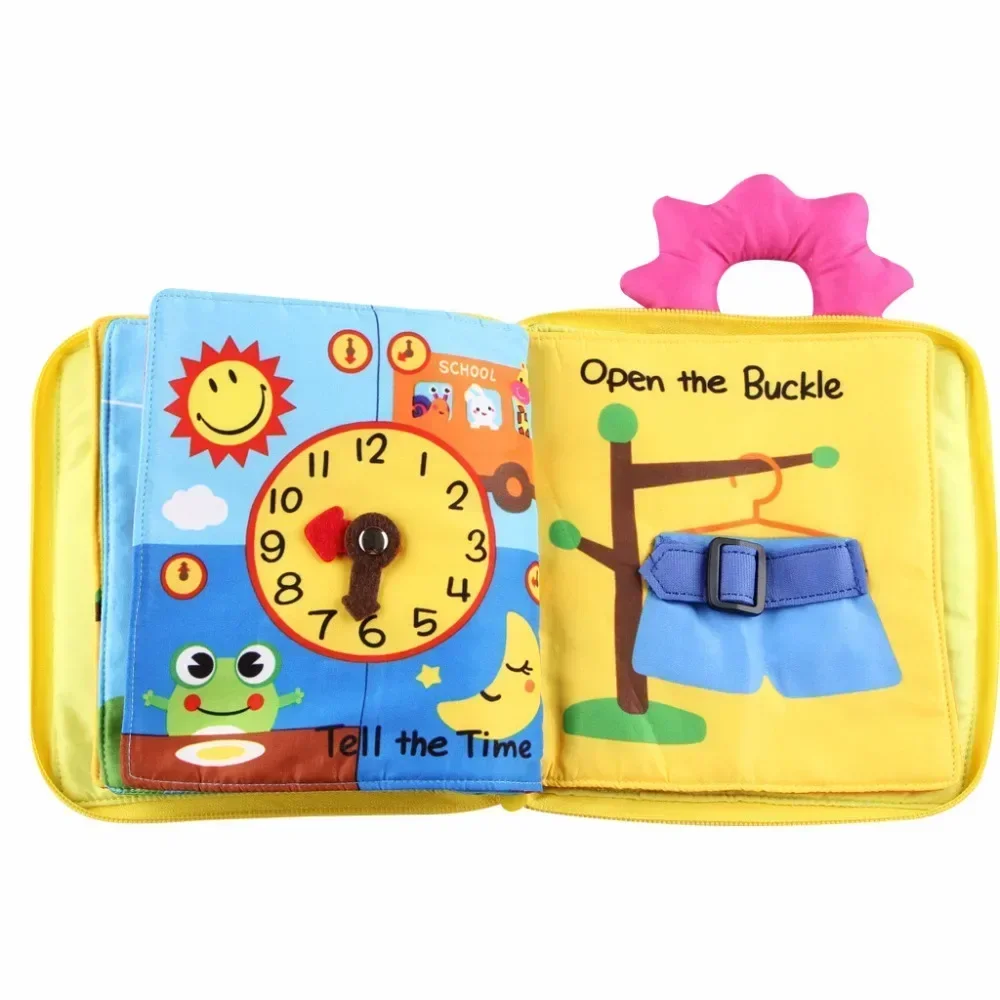 

[Funny] Early Education Puzzle Cloth Book with 100% Safe Ring Paper Books Baby Story Book Learn To Wear Clothes Book Baby Gift