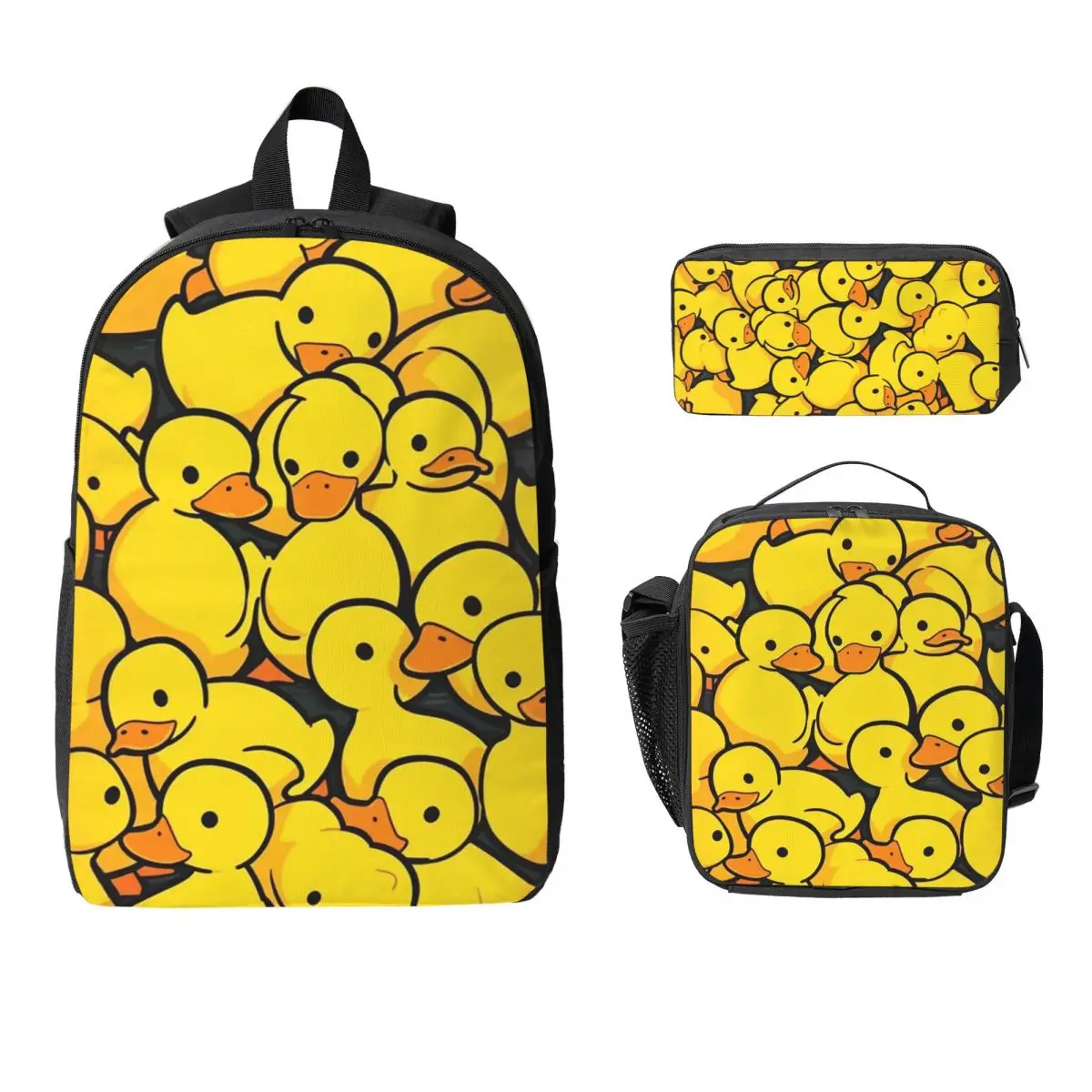 

Cute Duck Cartoon Backpack Student Boys Girls BookBag School Bag Laptop Shoulder Bags 3ps Insulated Lunch Bag Pencil Case