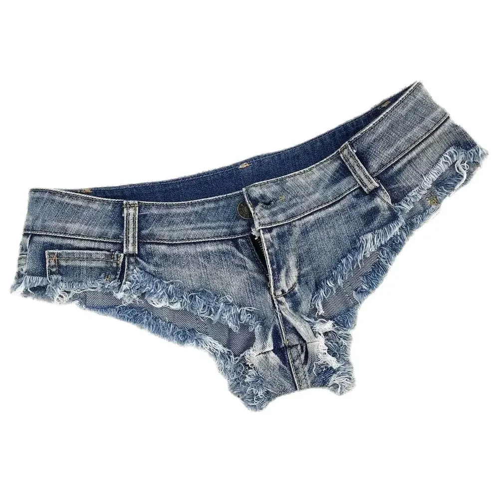 

New Summer Women's Low Waist Hole Mini Denim Jeans Shorts Sexy Dj Dance Clubwear Blue
