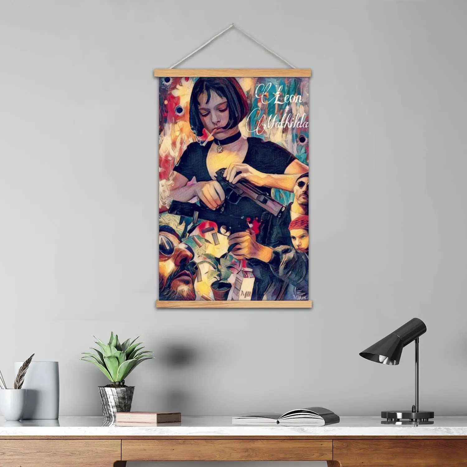 ليون المهنية الفيلم مؤطرة جدار اللوحة قماش ملصق فني، جدار الفن الحديث الأسرة ديكور غرفة نوم اللوحة الزخرفية #2