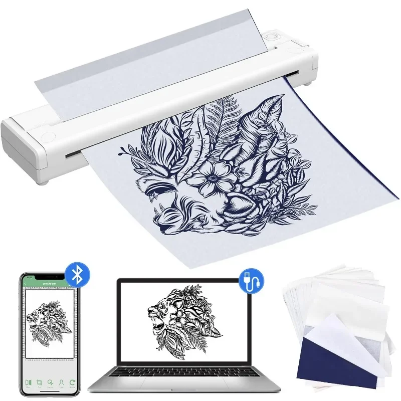 

New A4 Paper Thermal Tattoo Printer Work Office Travel Transfer BT USB Mobile & PC Tattooing Machine Tools High Quality wireless