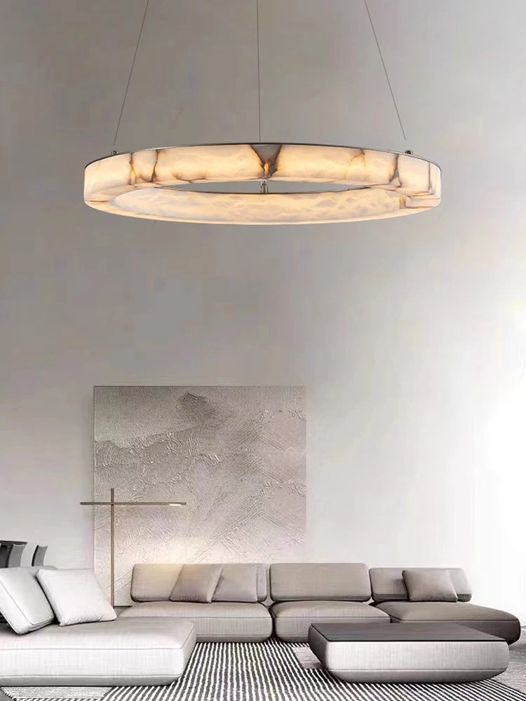 Dimmable Led Marble Series Round Designer Chandelier Lighting Hanging Lamps Lustre Suspension Luminaire Lampen For Living Room